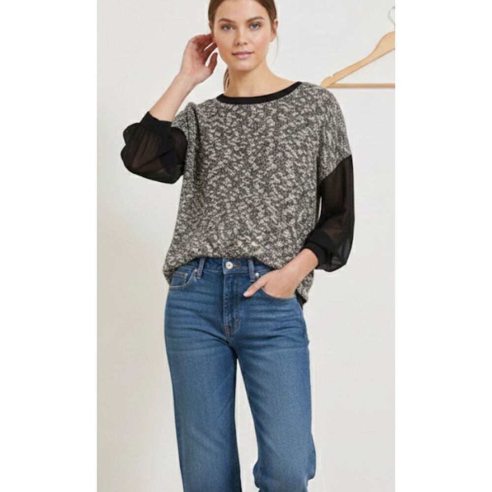 🖤✨ Two by Vince Camuto Mixed Media Knit Sweater Top XL 🖤✨